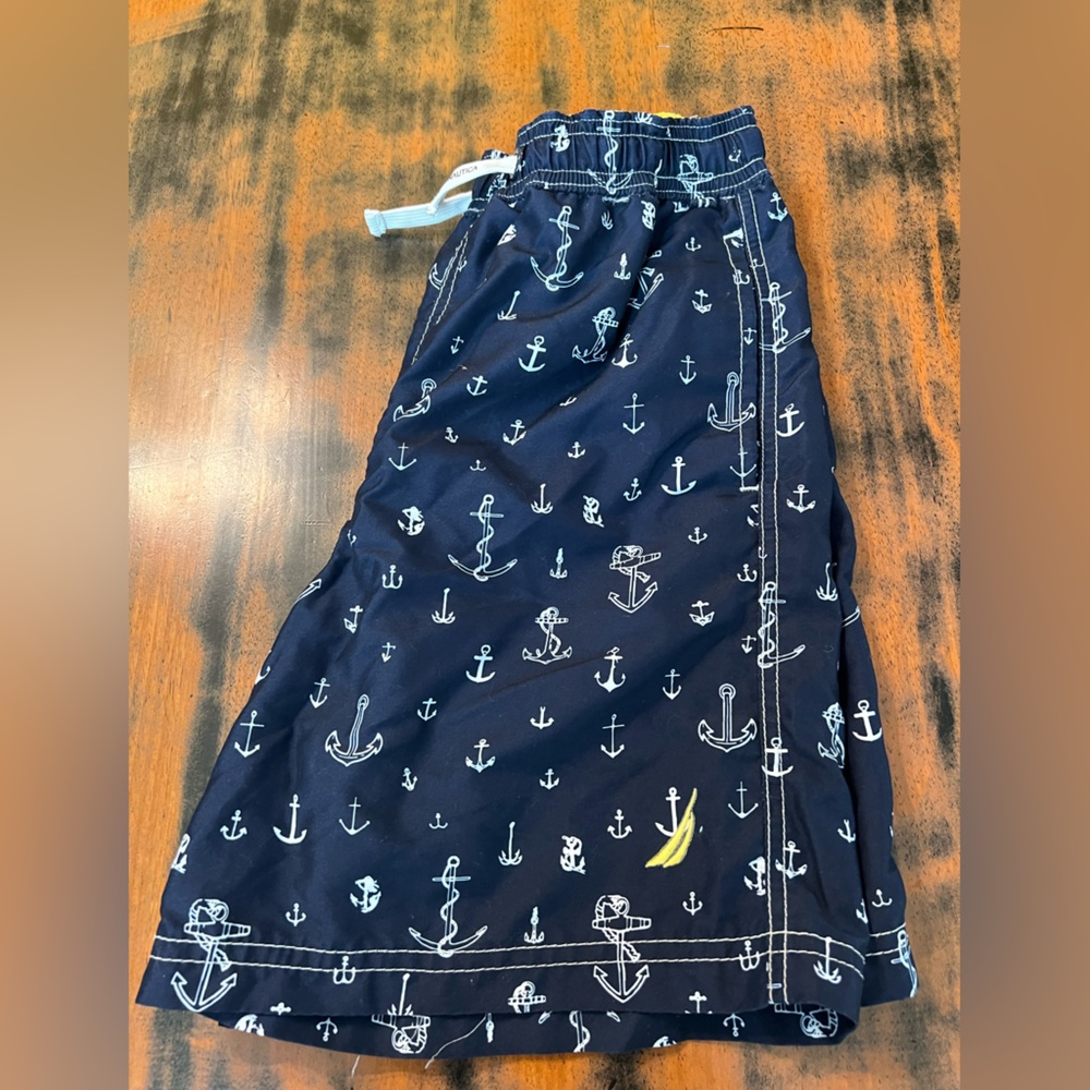 Nautica navy with anchors boys swim trunks 10-12